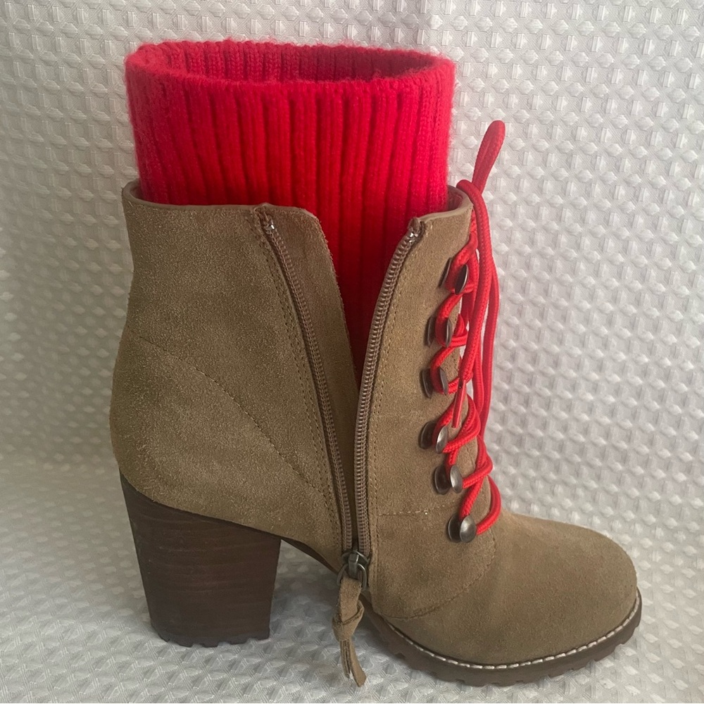 RENVY Hiking Boot Taupe Suede Nordic Style Timberlandish Women Sz 7M #594 - Picture 12 of 14